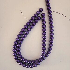 Purple Czech Glass Pearl Round Beads 15'' 8mm 10mm Bead Strands, Jewelry Making